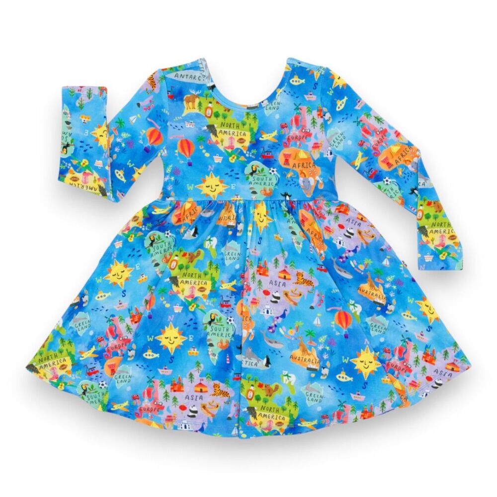 Little Sleepies Around the World Dress with Bodysuit 18-24 Months NIB